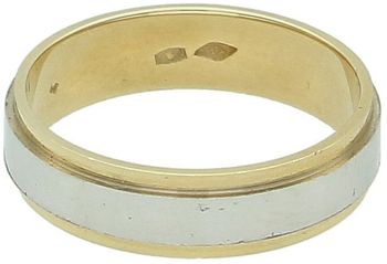 Złota obrączka damska z białym złotem 585  Płaska 5 mm  Rozmiar 15.jpg